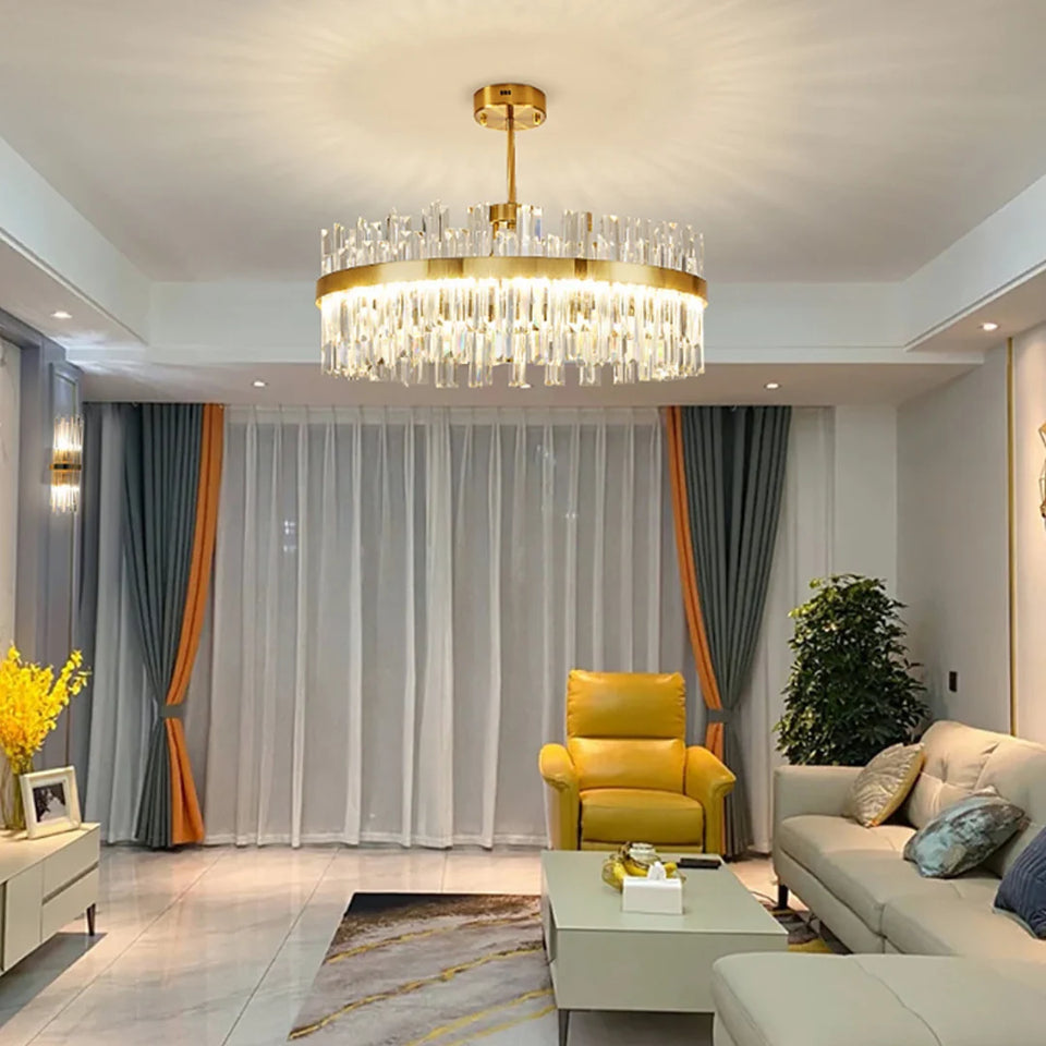 Golden Round Crystal Chandelier