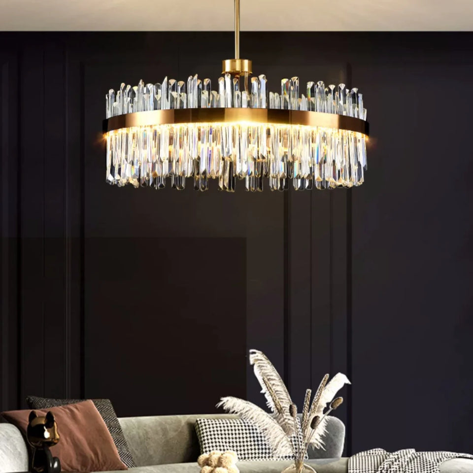 Golden Round Crystal Chandelier