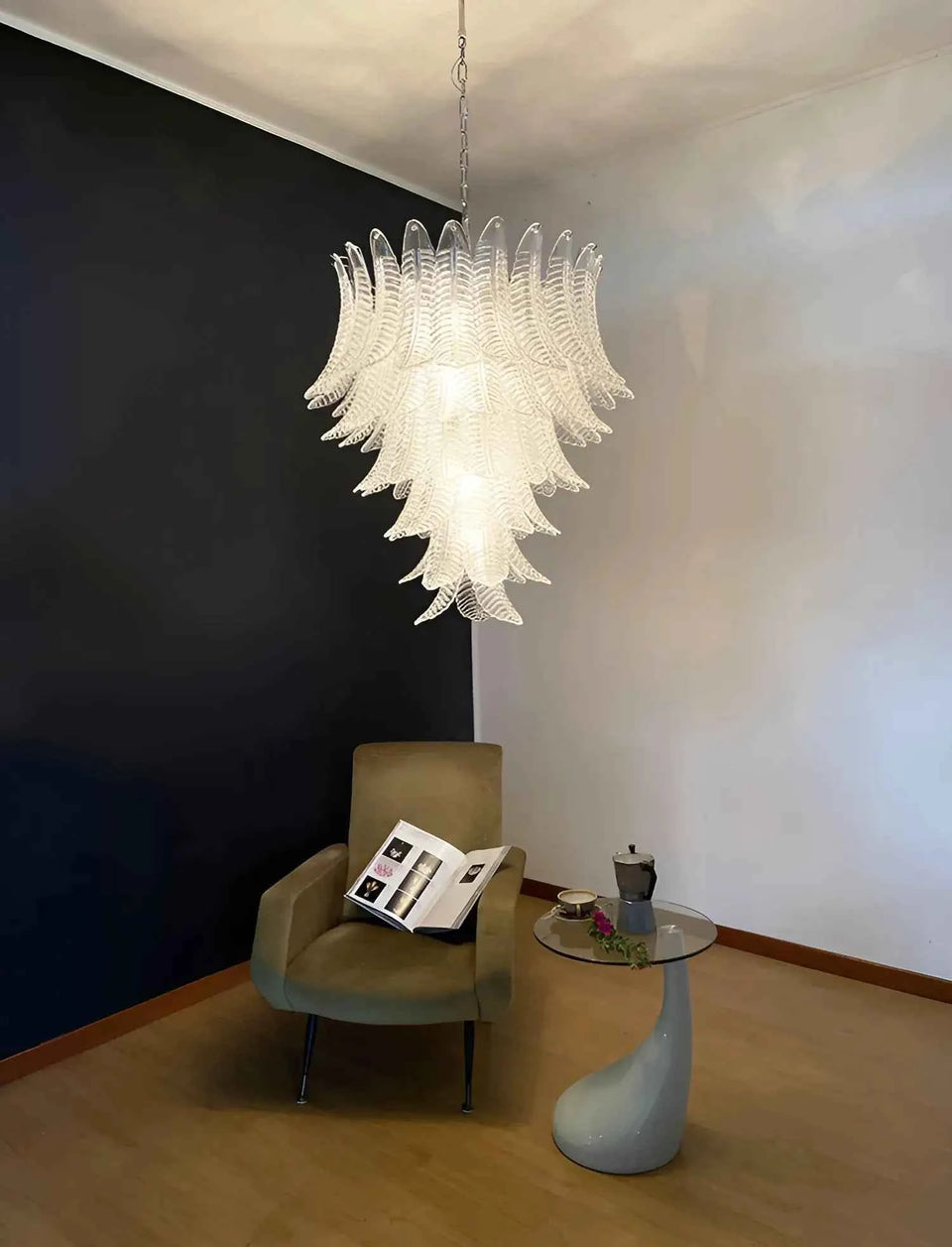 Gorgeous Murano Felci Transparent Glass Chandelier