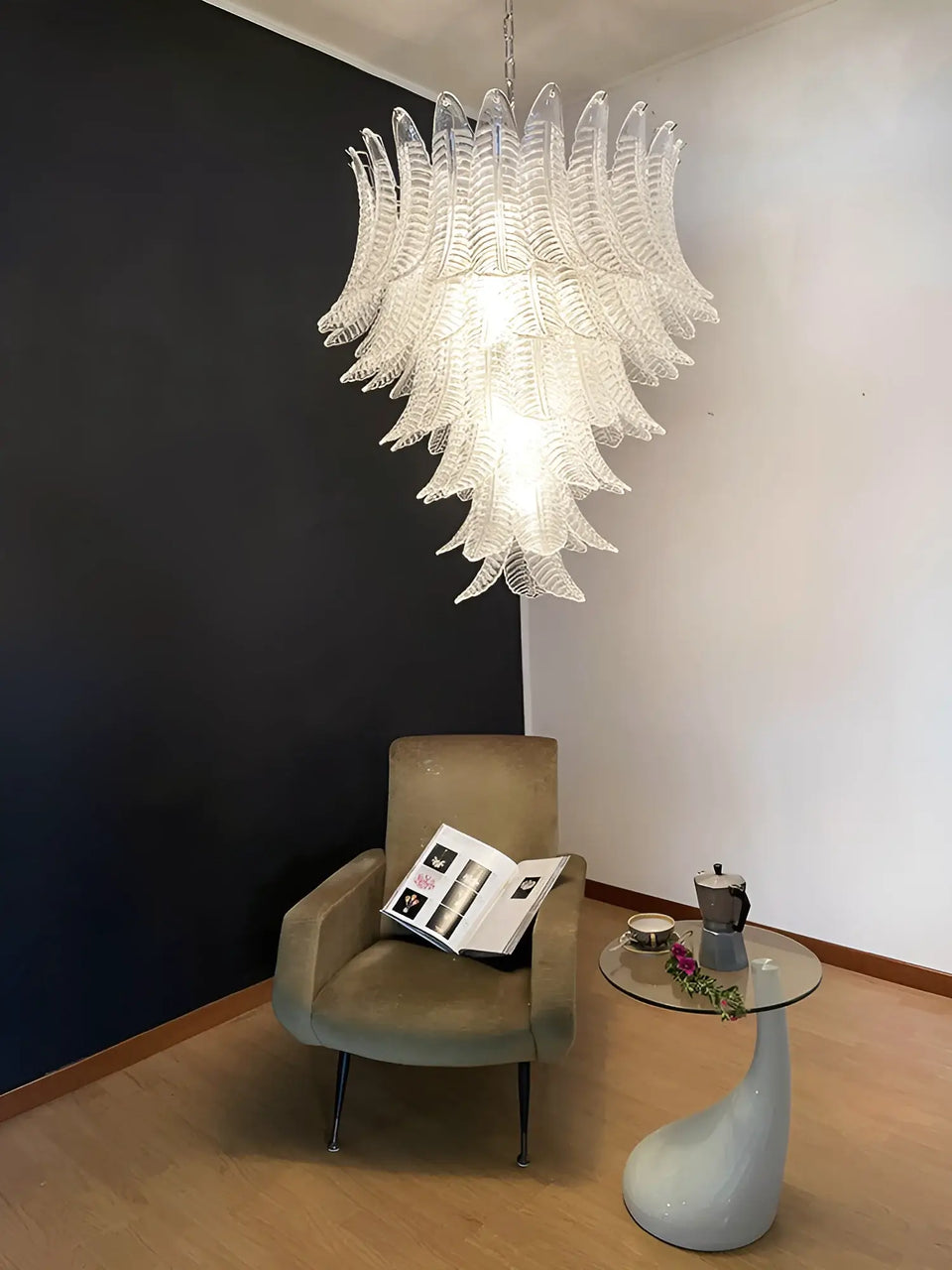 Gorgeous Murano Felci Transparent Glass Chandelier