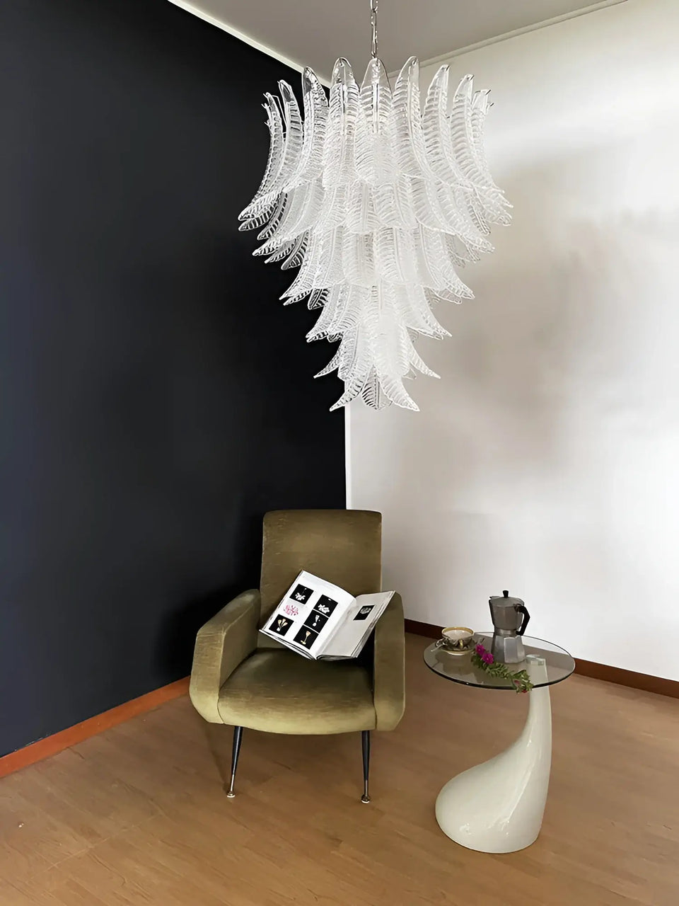 Gorgeous Murano Felci Transparent Glass Chandelier
