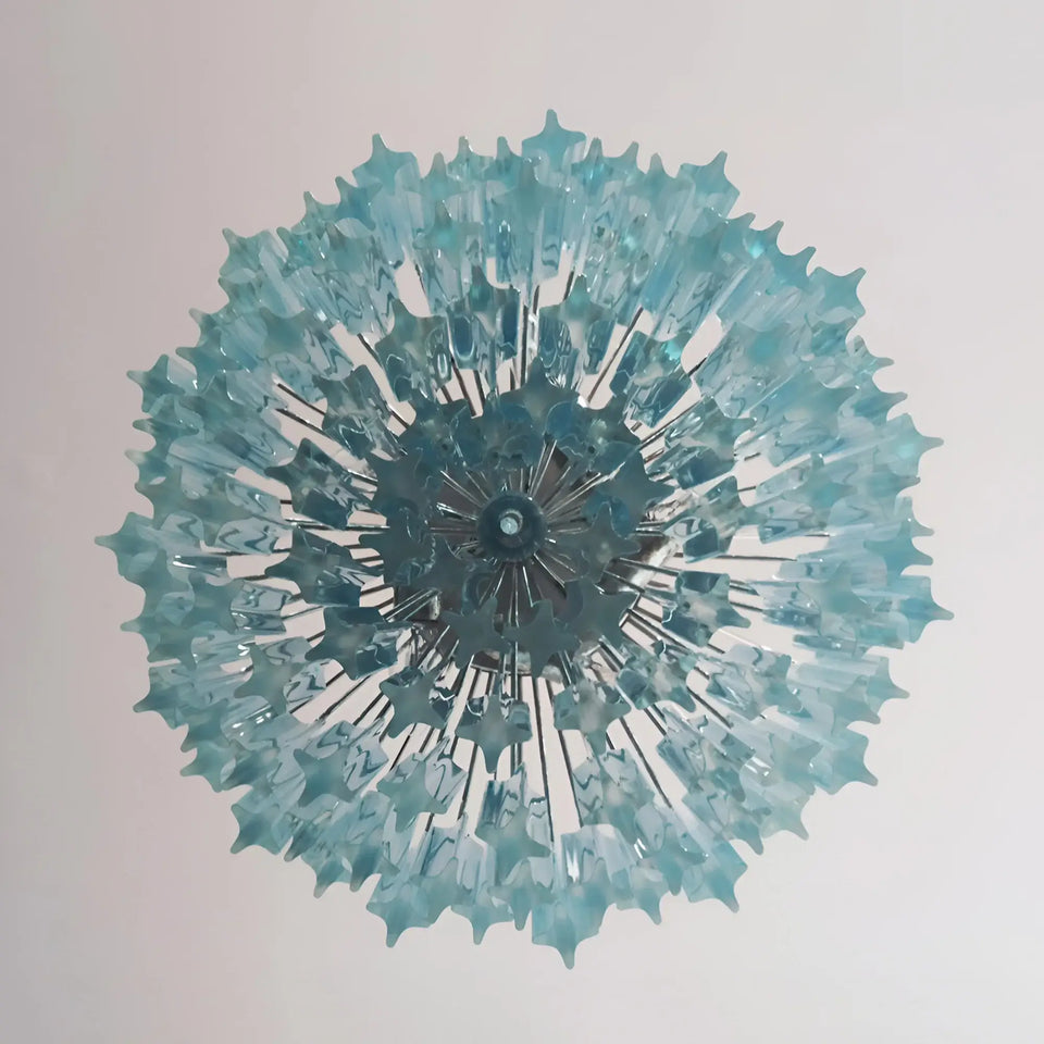 Gorgeous Murano Quadriedri Prisms Blue Chandelier