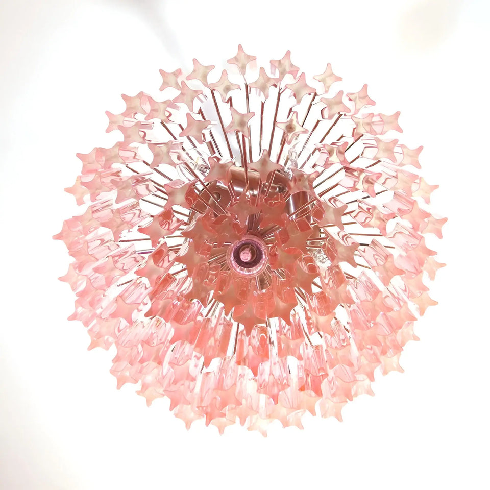 Gorgeous Murano Quadriedri Prisms Pink Chandelier