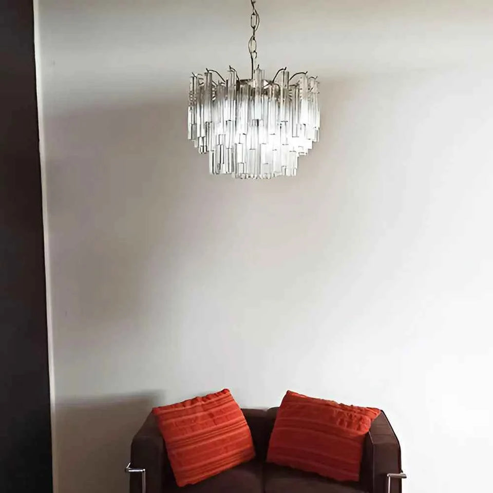 Gorgeous Murano Quadriedri Prisms Transparent Chandelier