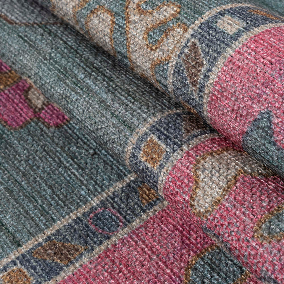 Green Pink Oushak Washable Rug
