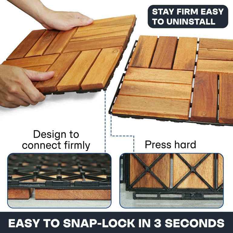 Solid Wood Deck Tiles Set 10
