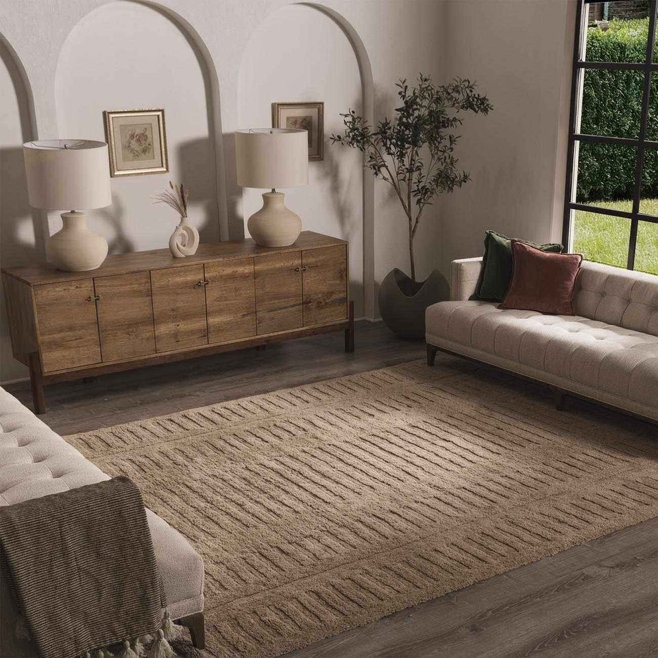 Washable Handmade Wool Rug - Brown - Clearance