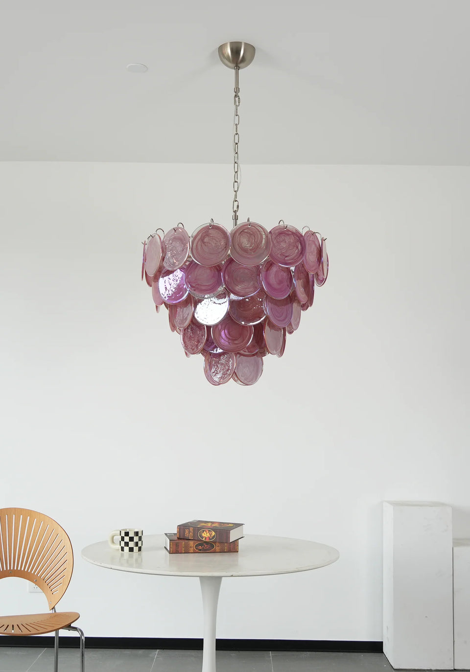 Amaris Swirled Disc Pink Glass Chandelier