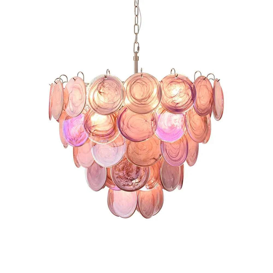 Pink Disc Murano Chandelier