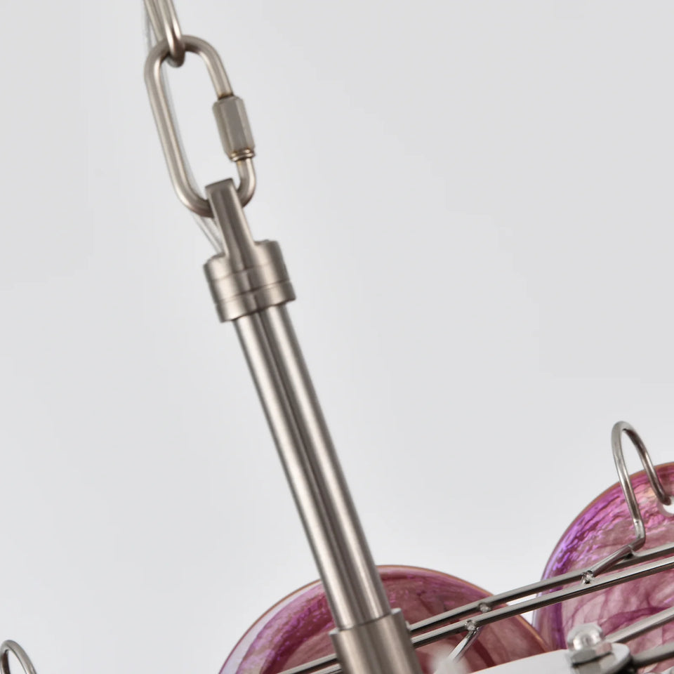 Amaris Swirled Disc Pink Glass Chandelier