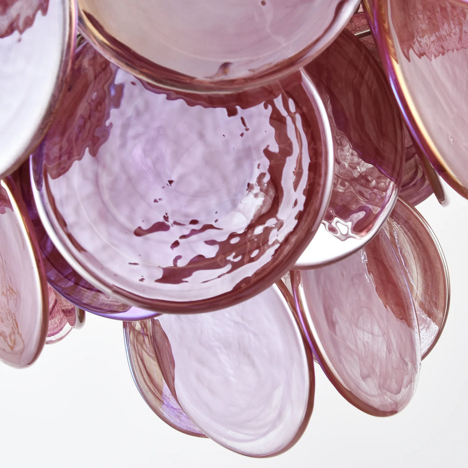 Amaris Swirled Disc Pink Glass Chandelier