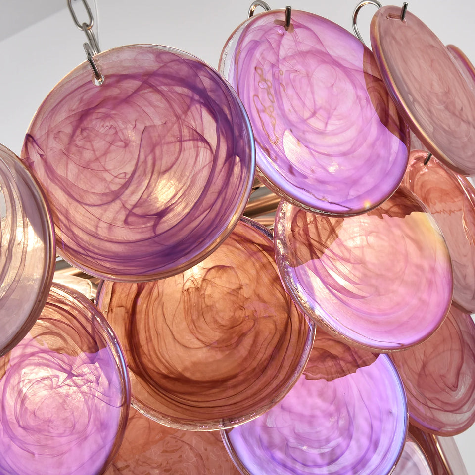 Amaris Swirled Disc Pink Glass Chandelier