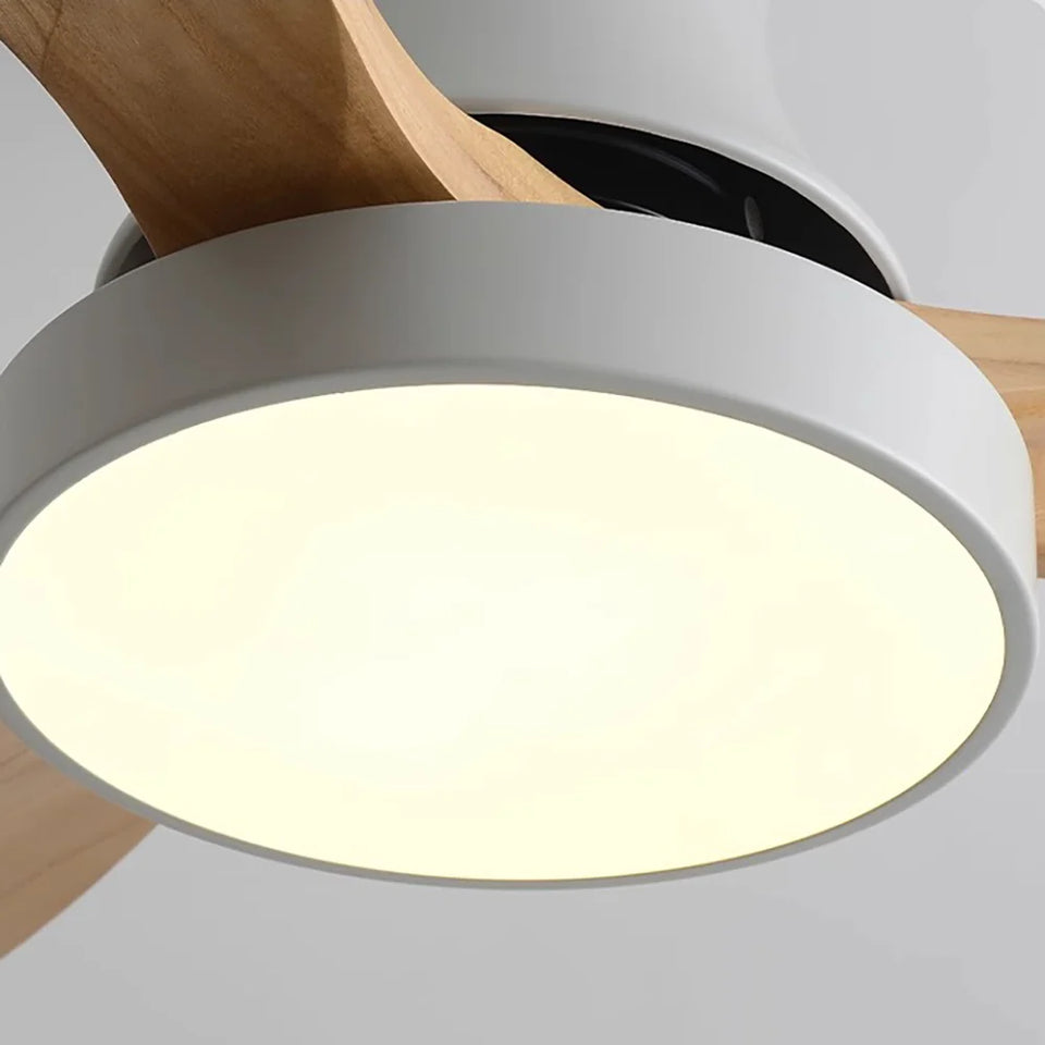 Hugger Wood Blade Ceiling Fan Lamp