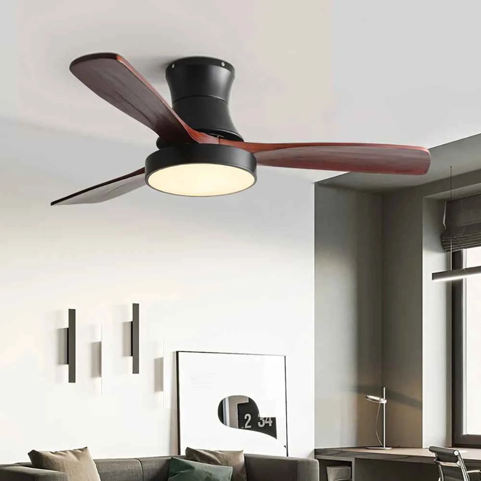 Hugger Wood Blade Ceiling Fan Lamp