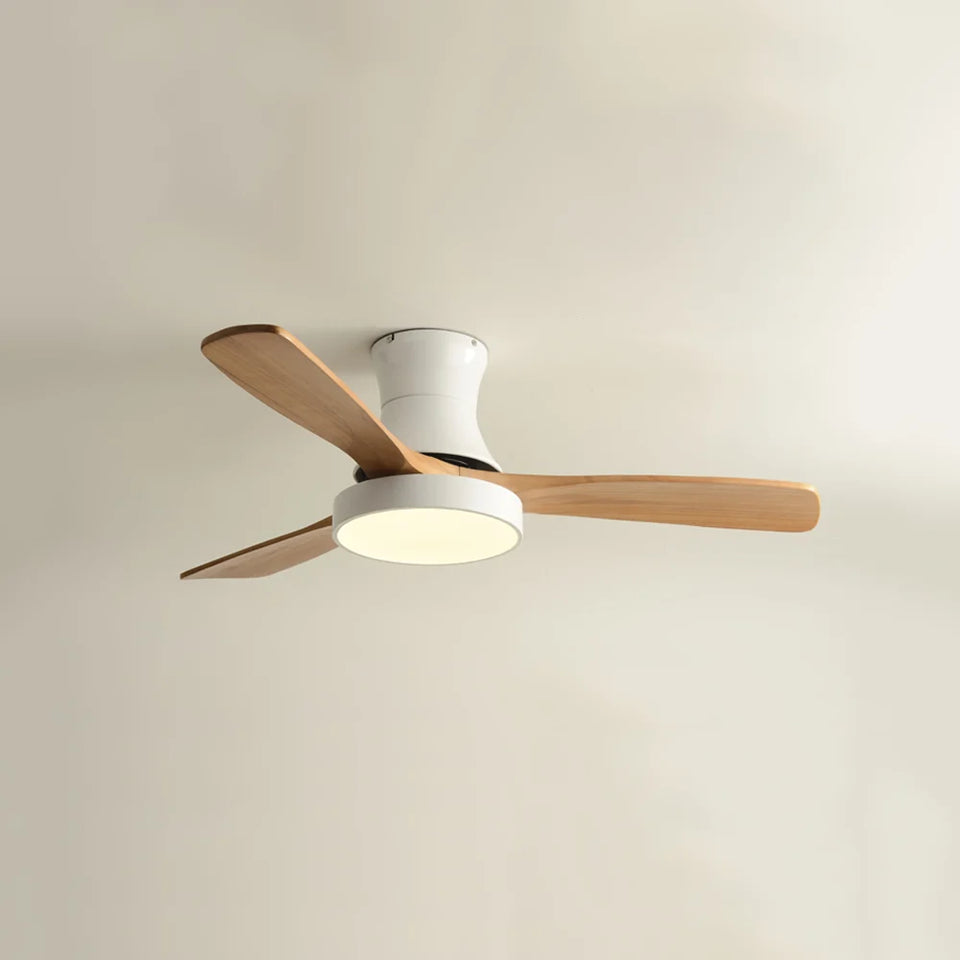 Hugger Wood Blade Ceiling Fan Lamp