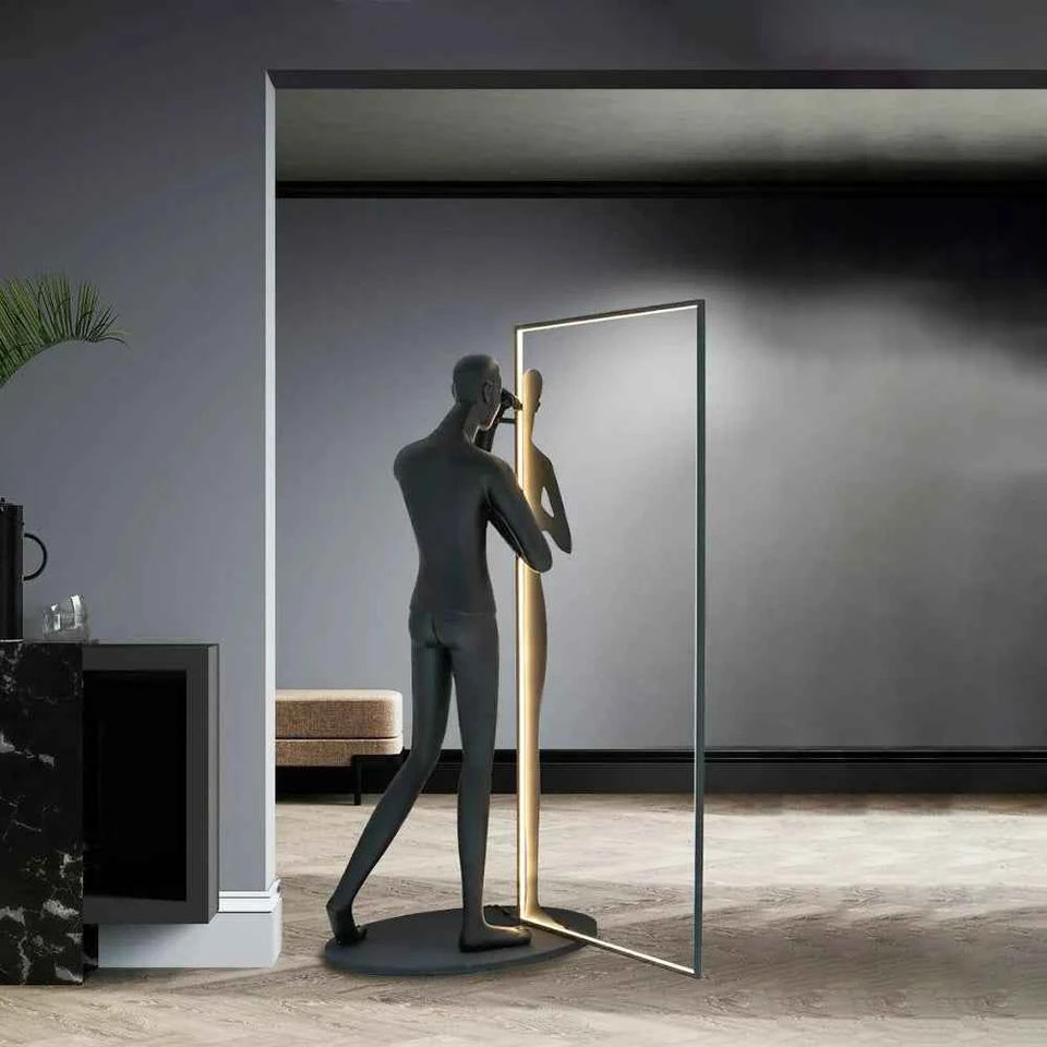 Human Mirror Sculpture Floor Lamp