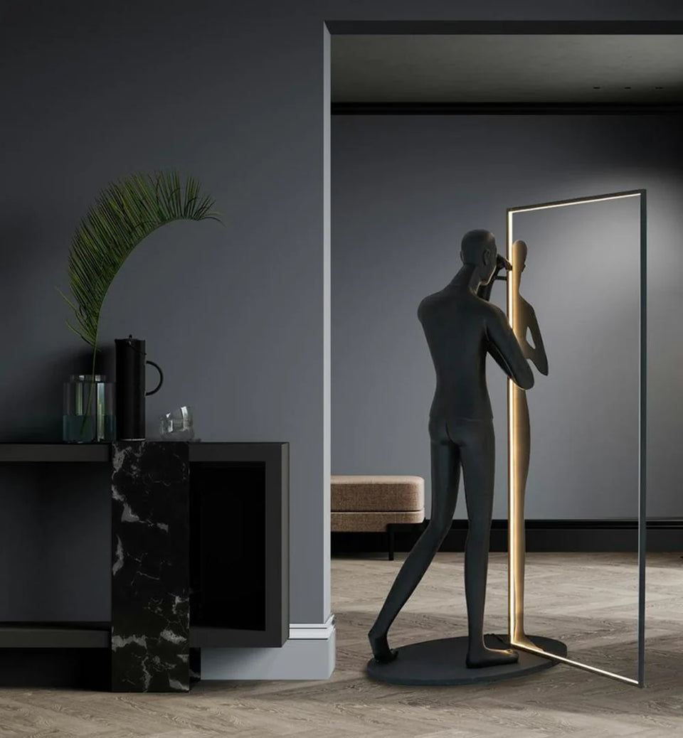 Human Mirror Sculpture Floor Lamp