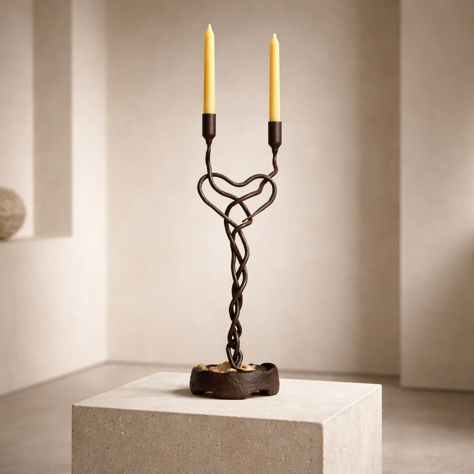 One Heart Candle Holder — Handmade Romantic Iron Sculpture
