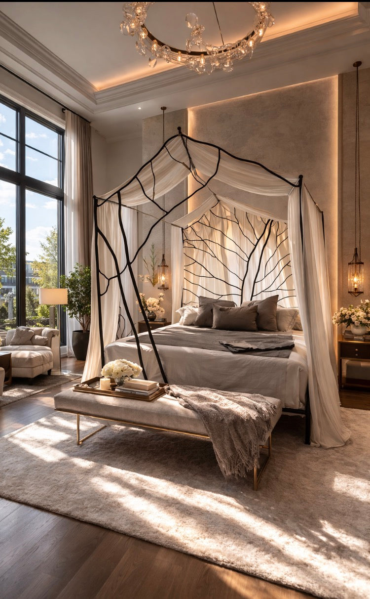 “Tree of Love” Sculptural Canopy Bed | Hand-Forged Iron Bed by Luis Márquez Studio