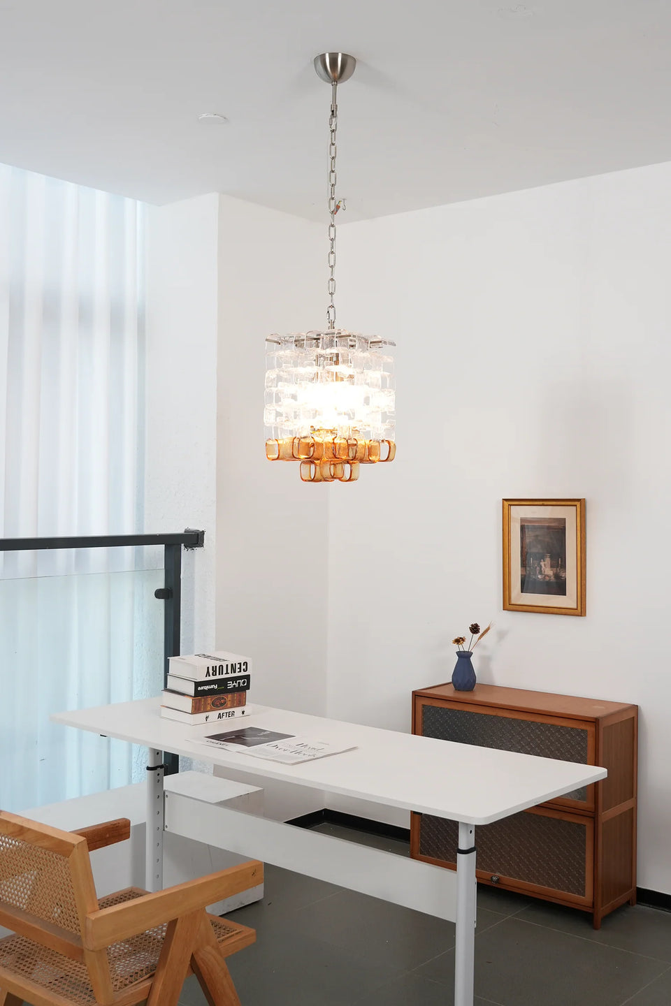 glass chandelier - side angle view