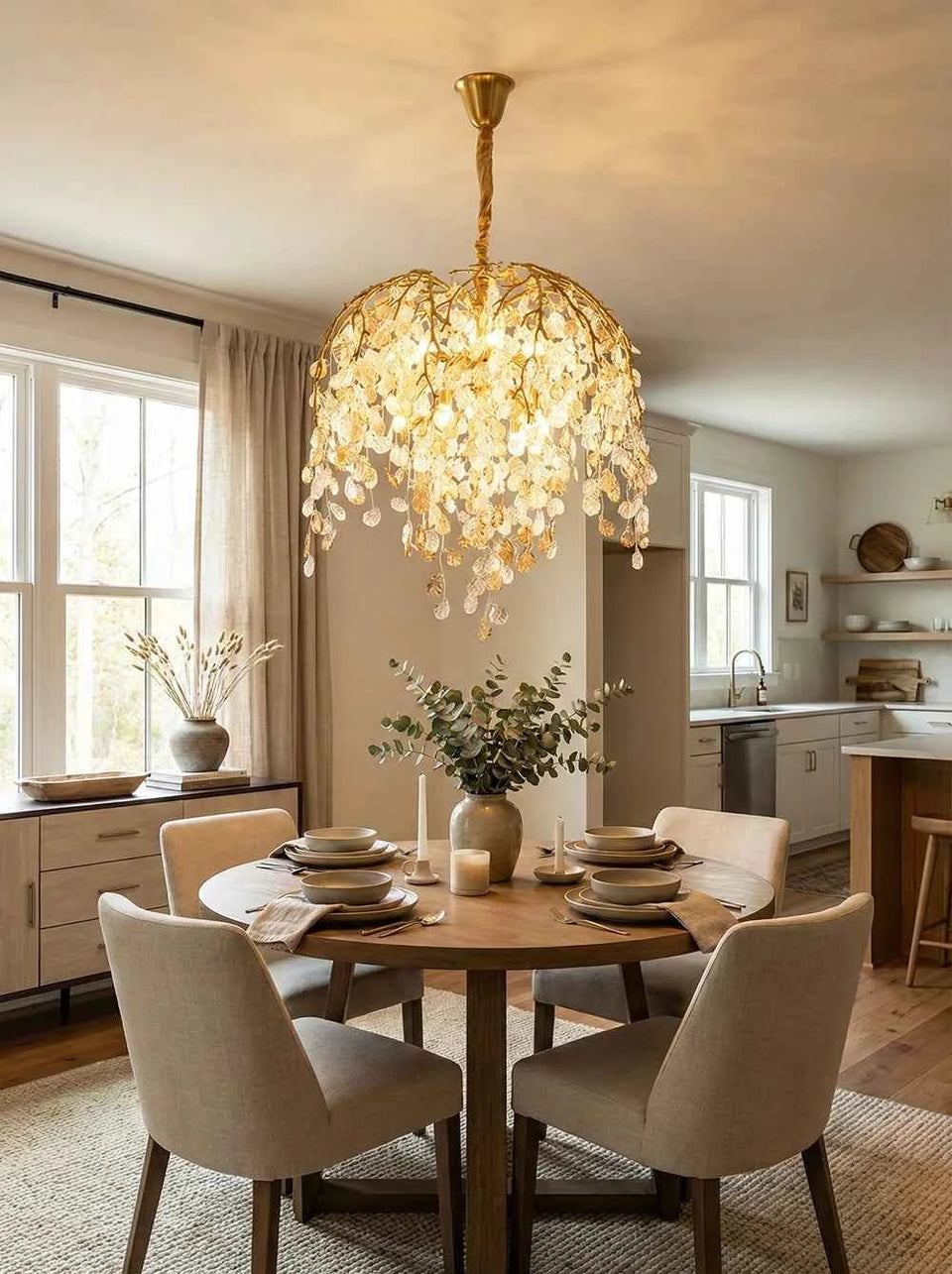 Idyllic Glass Leaves Chandelier