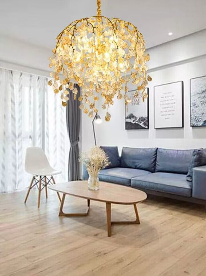 Idyllic Glass Leaves Chandelier