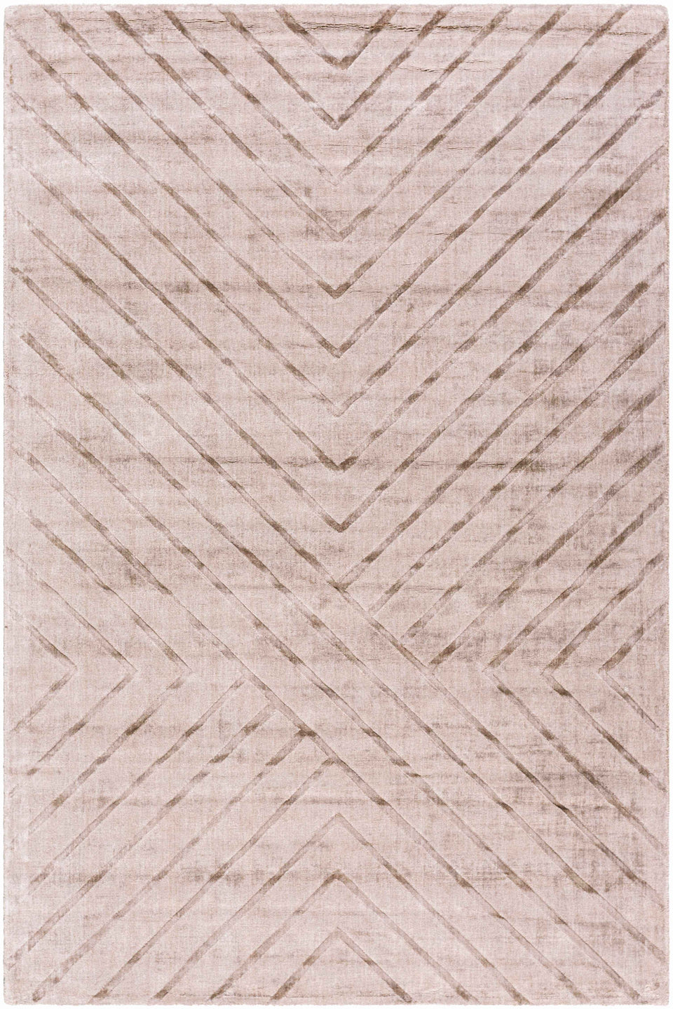 Tavran Taupe Subtle Linear Texture Cottage Farmhouse Viscose Handmade Area Rug - Clearance