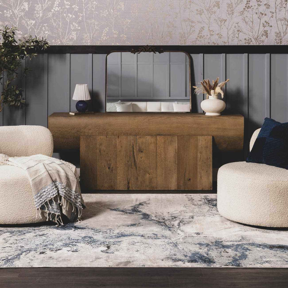 Kirkland Dark Blue Marble Rug