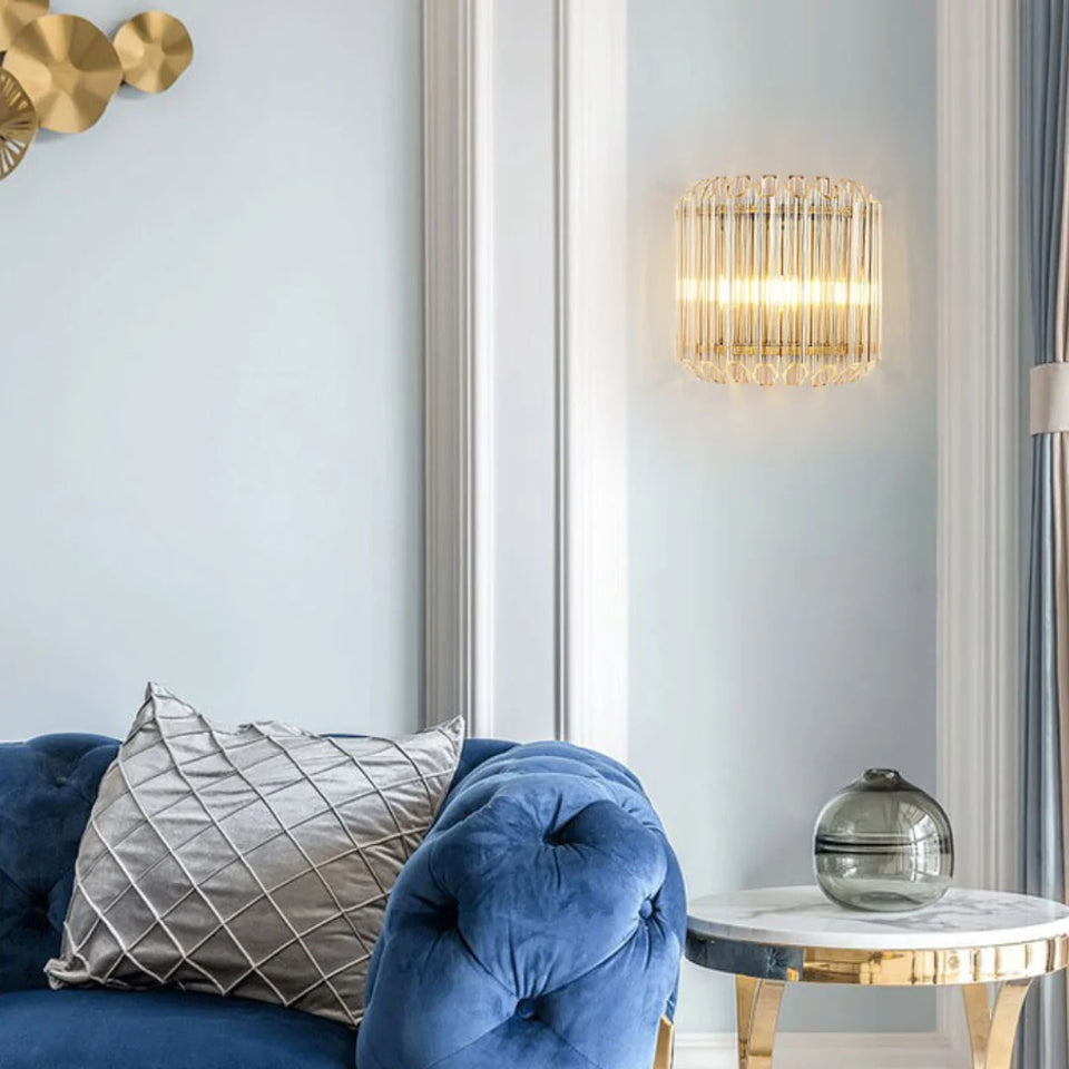 Modern Crystal Rod Brass Wall Sconce
