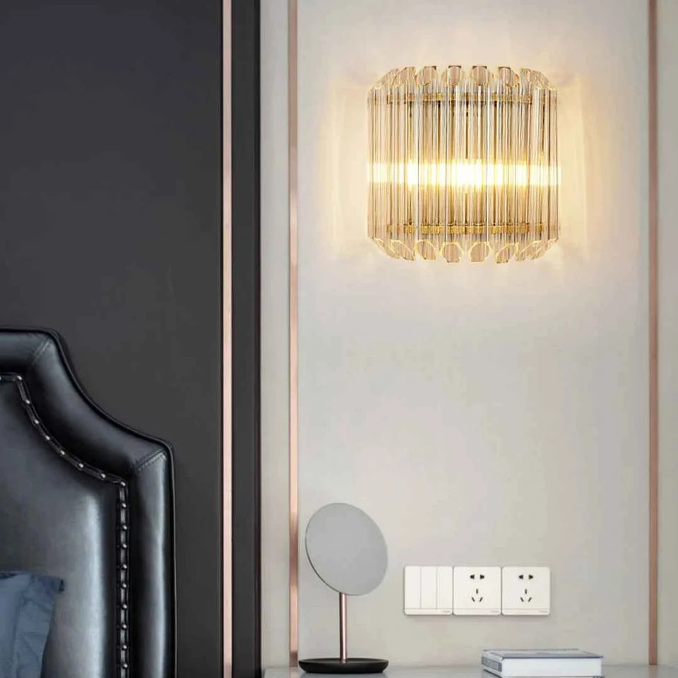 Modern Crystal Rod Brass Wall Sconce