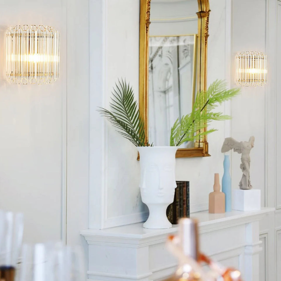Modern Crystal Rod Brass Wall Sconce