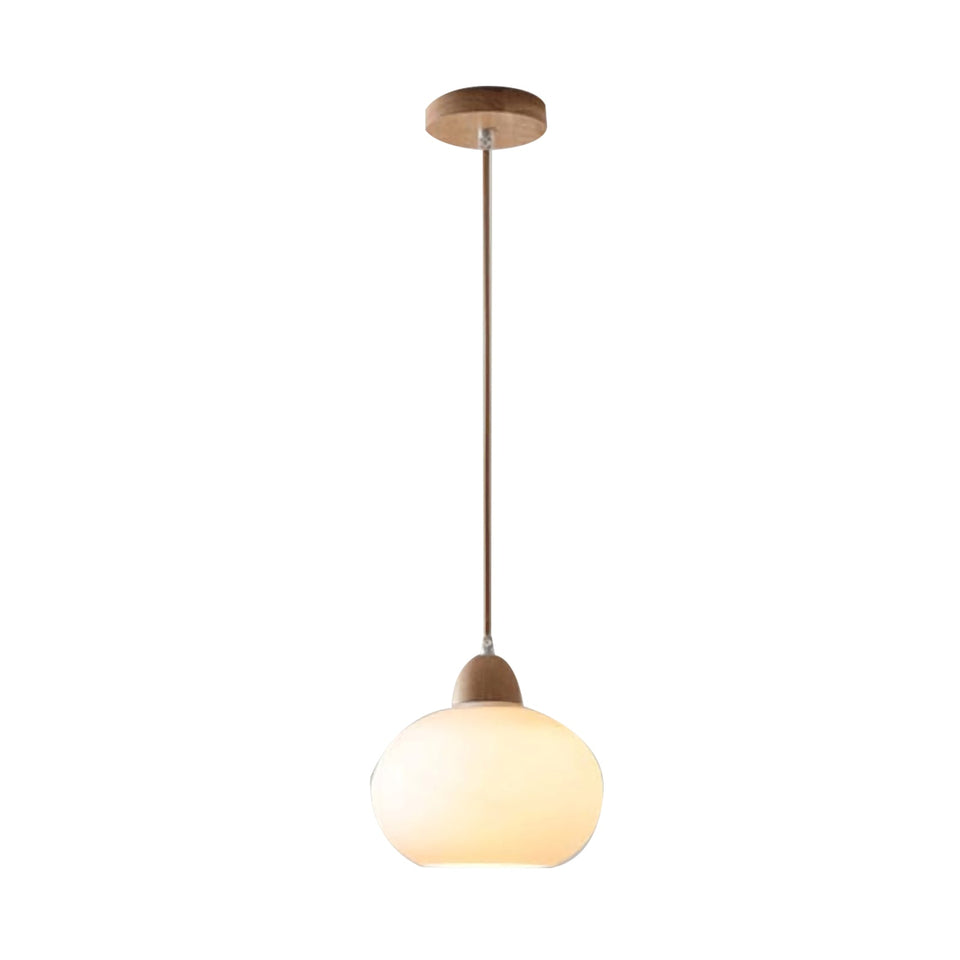 White glass pendant light - front view