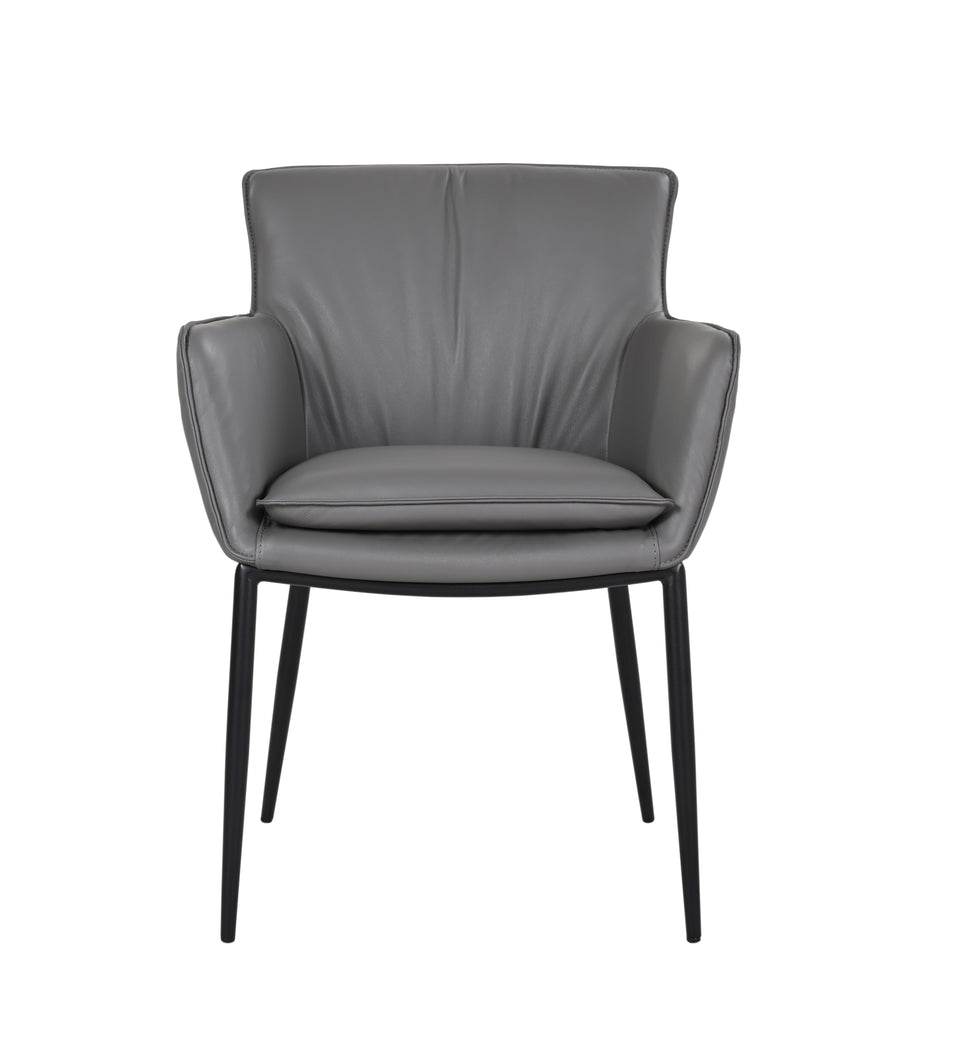 Kani Leather Armchair in Charcoal Grey 801