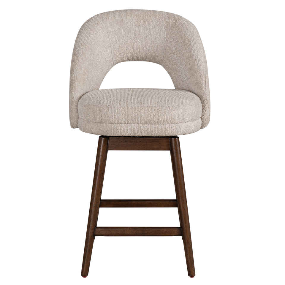 Adrian Brown Upholstered Swivel Barstool - Set of 2