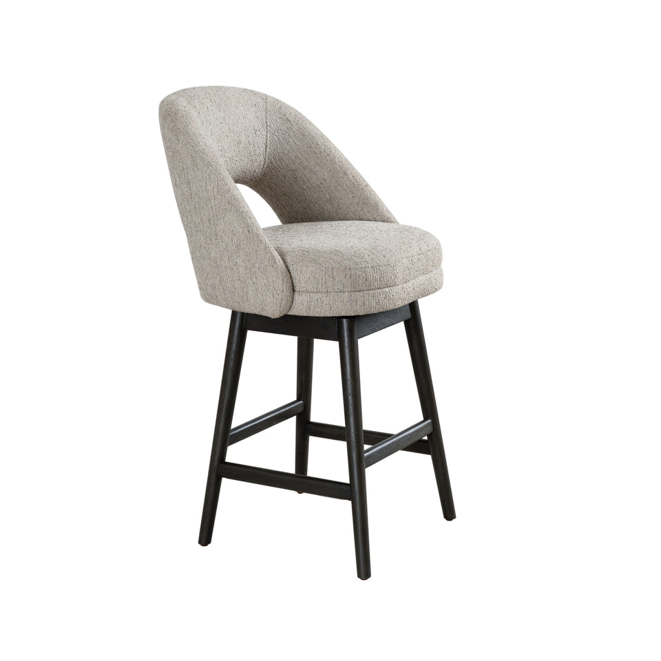 Adrian Gray Upholstered Swivel Barstool - Set of 2