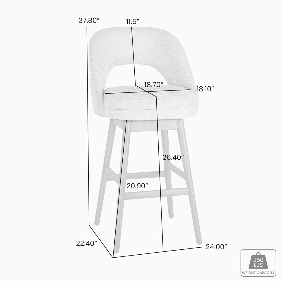 Adrian Gray Upholstered Swivel Barstool - Set of 2