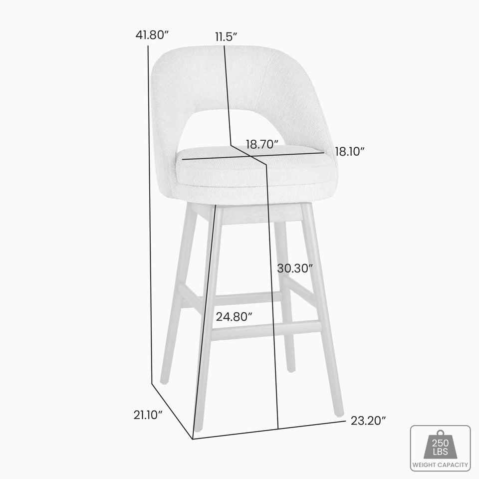 Adrian Gray Upholstered Swivel Barstool - Set of 2
