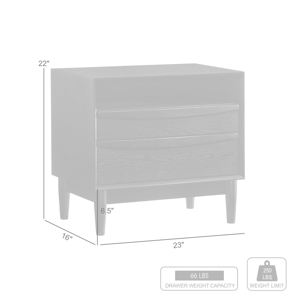 Artemio 2 Drawer Wood Nightstand with Shelf