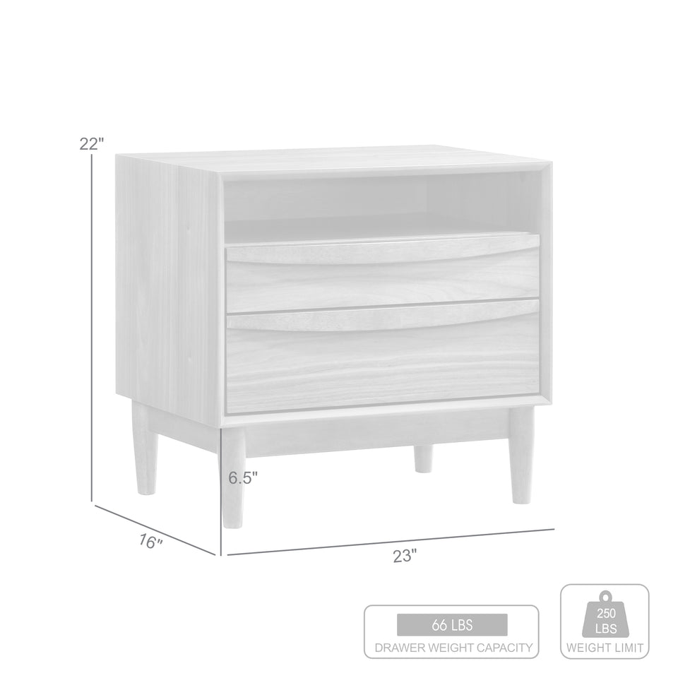 Artemio 2 Drawer Wood Nightstand with Shelf