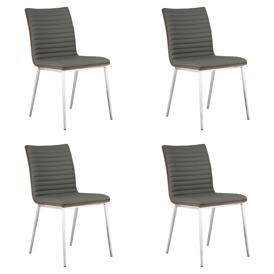 Café Brushed Stainless Steel Dining Chair - Set of 4