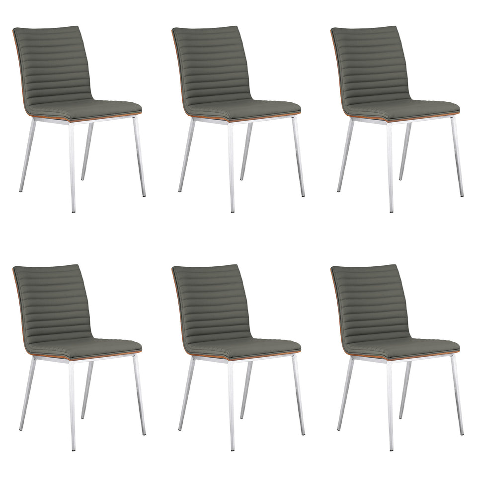 Café Brushed Stainless Steel Dining Chair - Set of 6