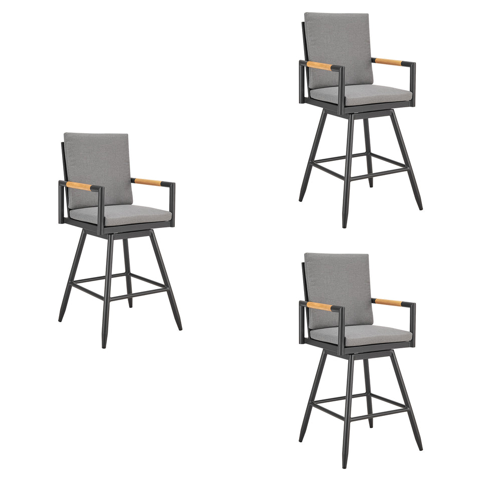 Crown Outdoor Swivel Bar Stool - Set of 3