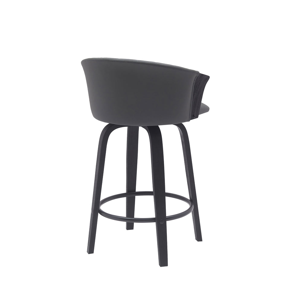 Diana Swivel Black Wood Counter Stool