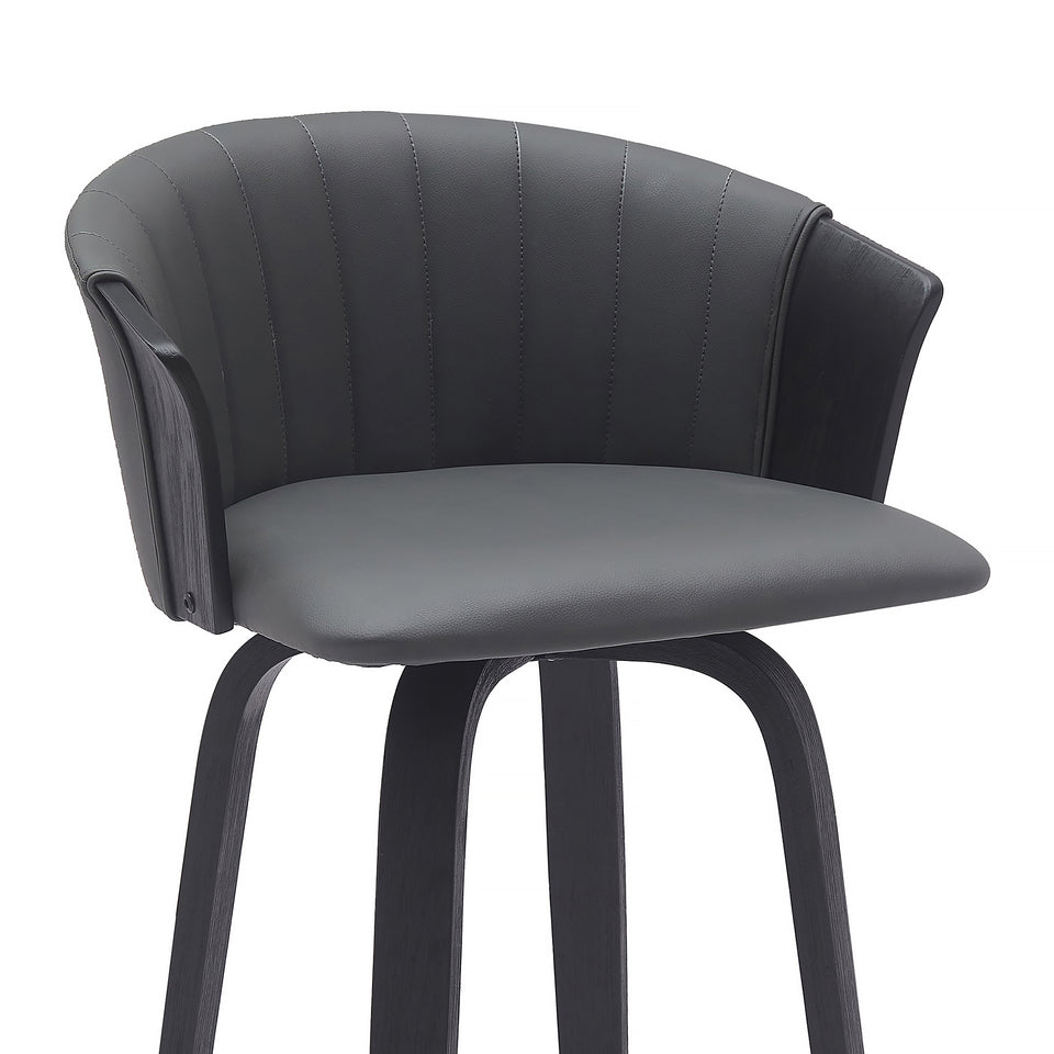 Diana Swivel Black Wood Counter Stool
