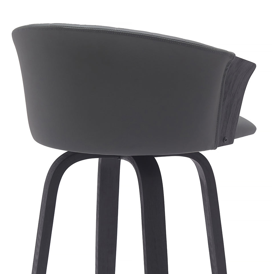 Diana Swivel Black Wood Counter Stool