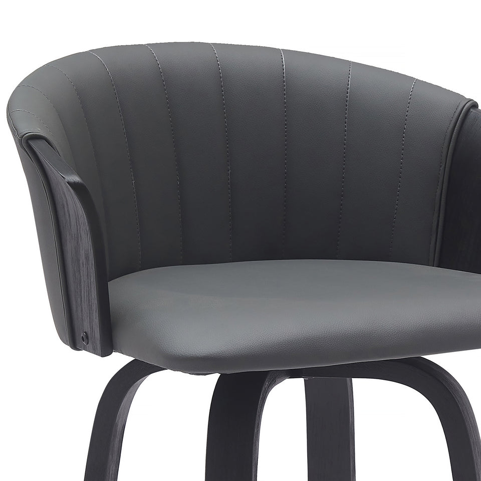 Diana Swivel Black Wood Counter Stool
