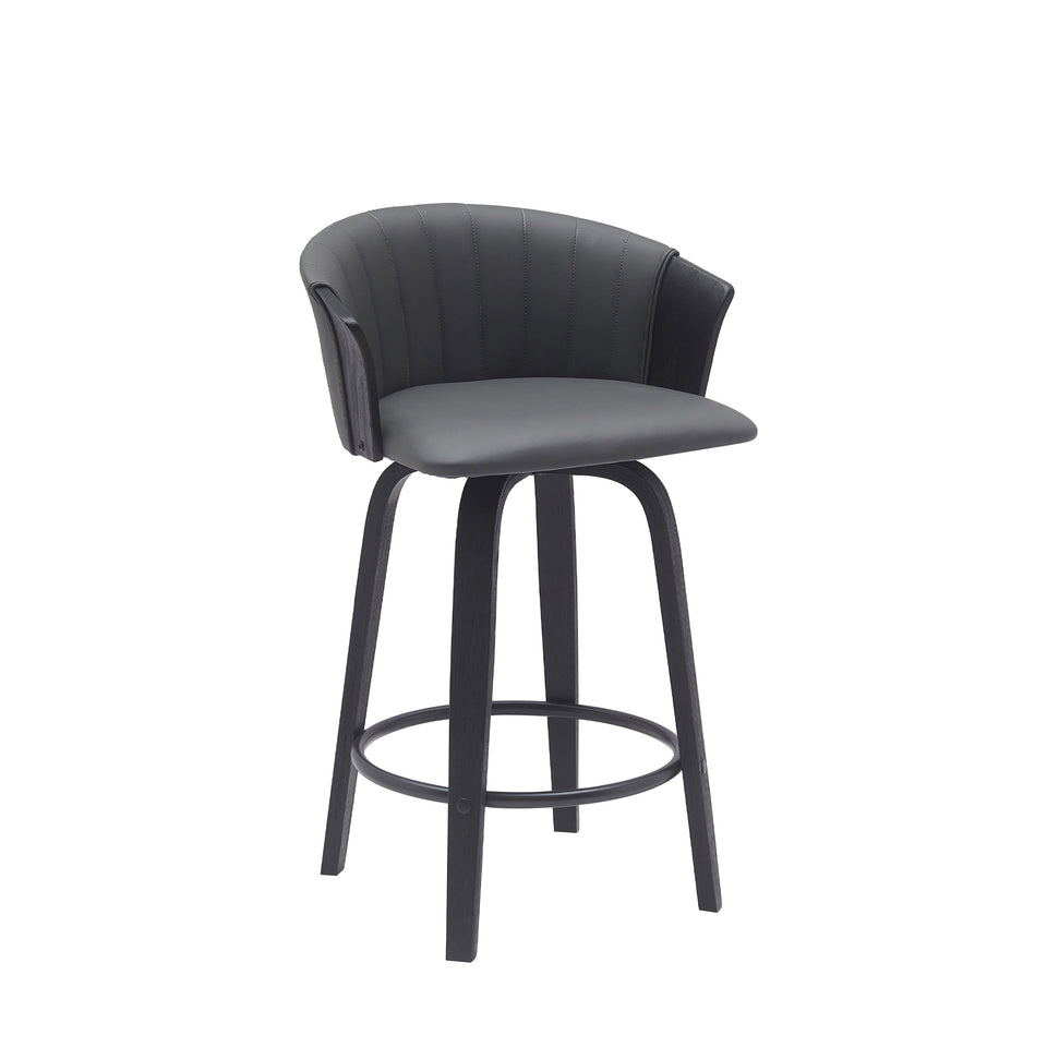 Diana Swivel Black Wood Counter Stool