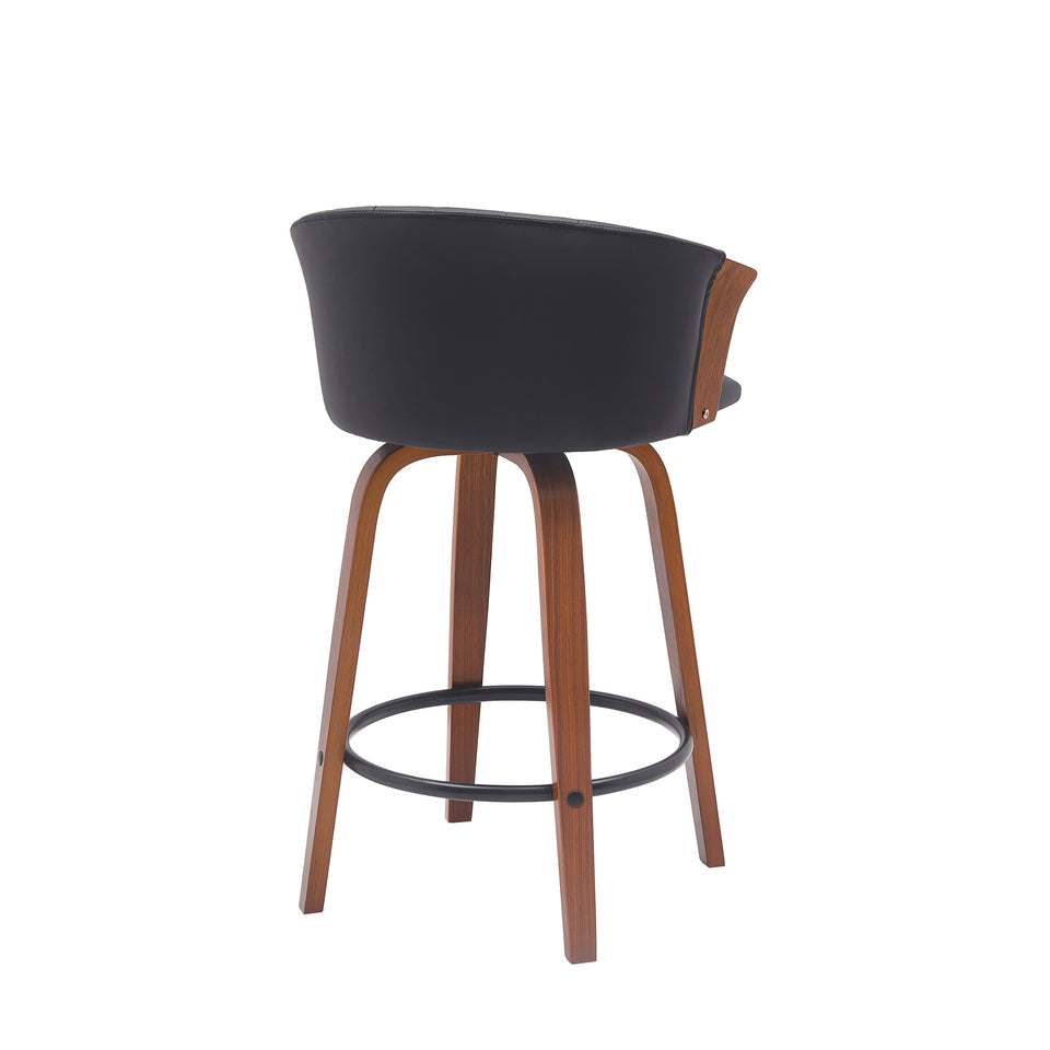 Diana Swivel Walnut Wood Counter Stool