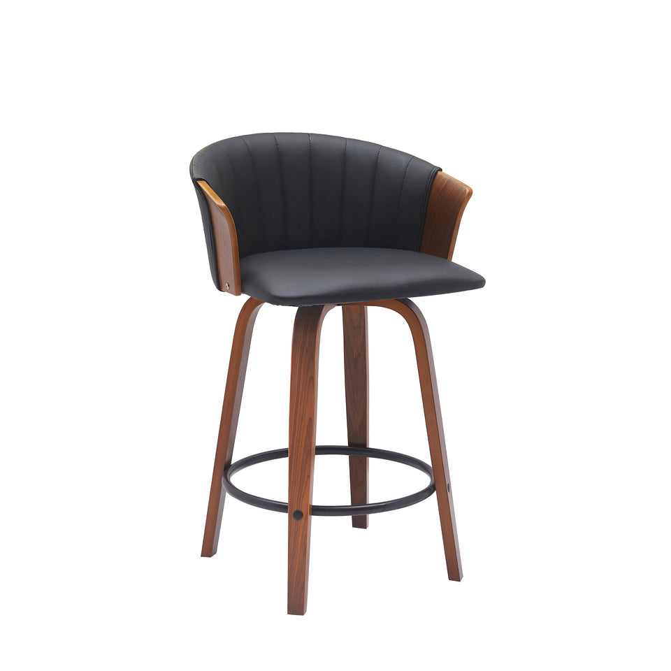 Diana Swivel Walnut Wood Counter Stool