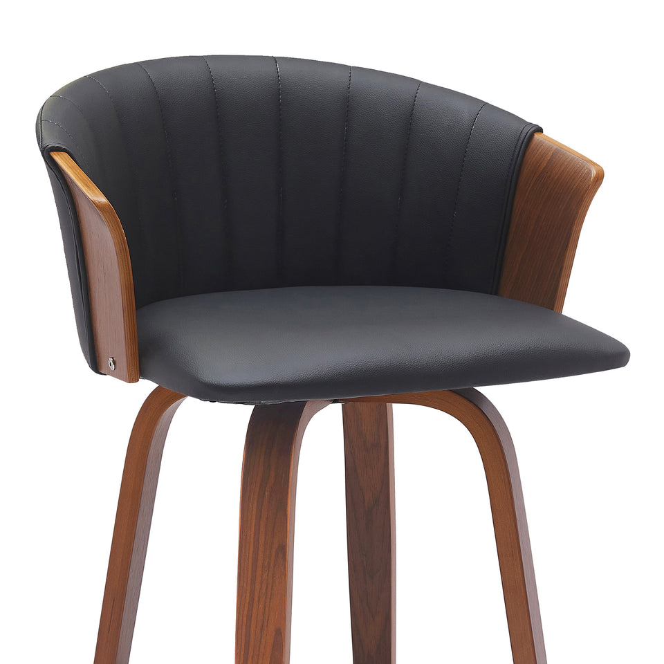Diana Swivel Walnut Wood Bar Stool